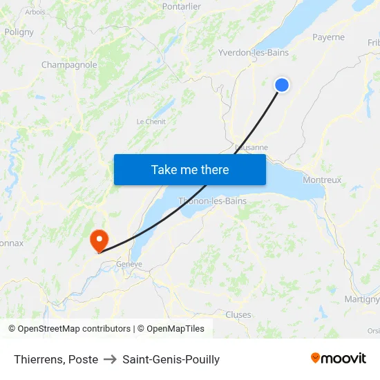 Thierrens, Poste to Saint-Genis-Pouilly map