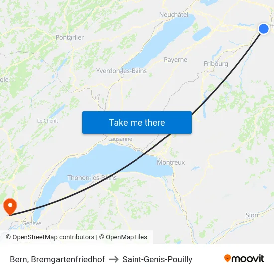 Bern, Bremgartenfriedhof to Saint-Genis-Pouilly map