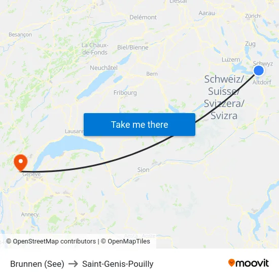 Brunnen (See) to Saint-Genis-Pouilly map
