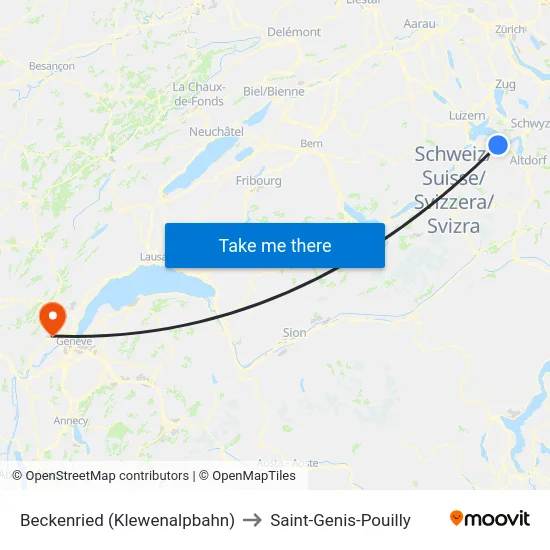 Beckenried (Klewenalpbahn) to Saint-Genis-Pouilly map