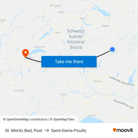 St. Moritz Bad, Post to Saint-Genis-Pouilly map