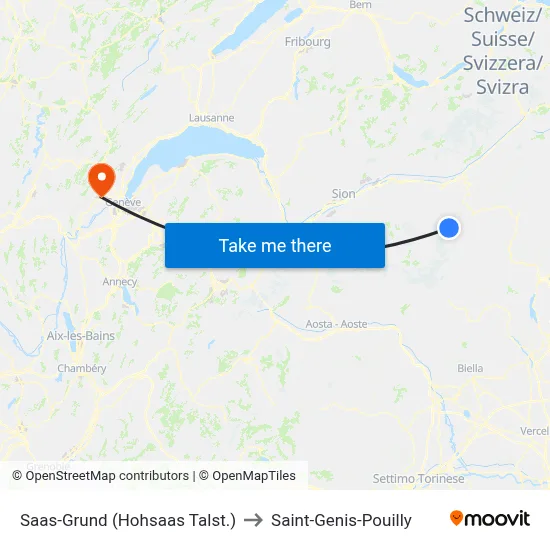 Saas-Grund (Hohsaas Talst.) to Saint-Genis-Pouilly map