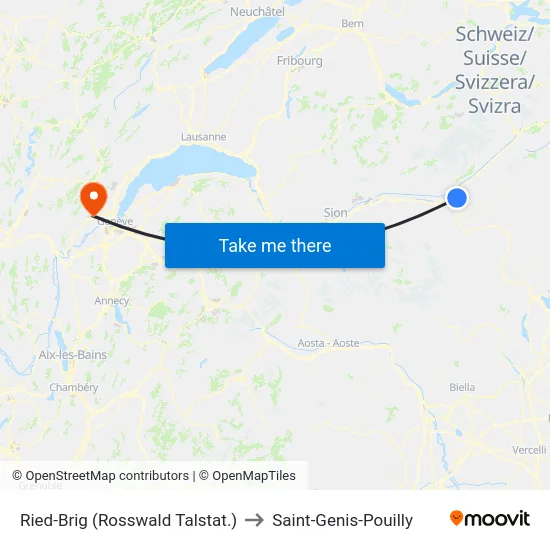 Ried-Brig (Rosswald Talstat.) to Saint-Genis-Pouilly map