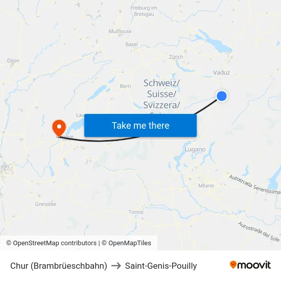 Chur (Brambrüeschbahn) to Saint-Genis-Pouilly map