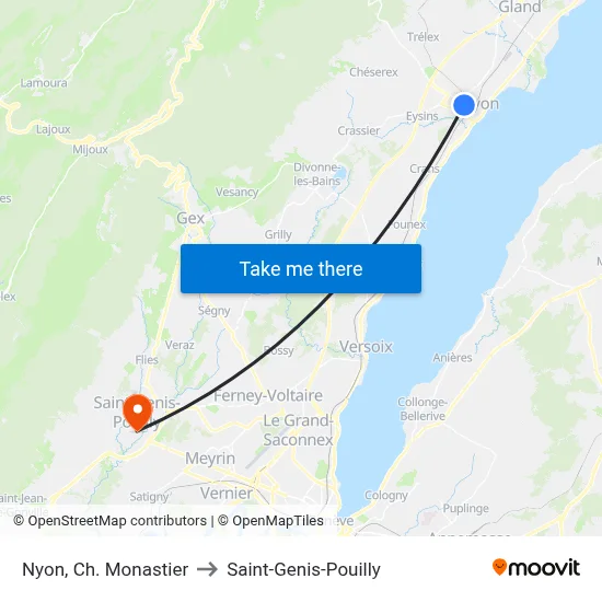 Nyon, Ch. Monastier to Saint-Genis-Pouilly map