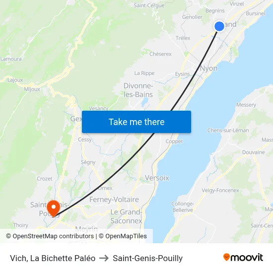 Vich, La Bichette Paléo to Saint-Genis-Pouilly map