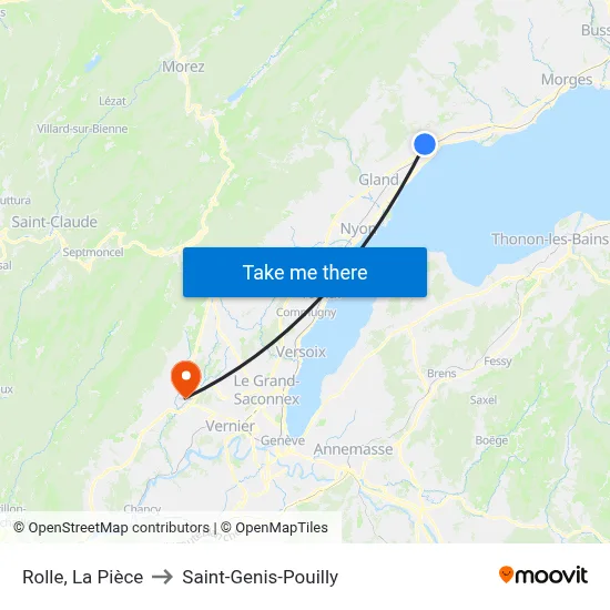 Rolle, La Pièce to Saint-Genis-Pouilly map