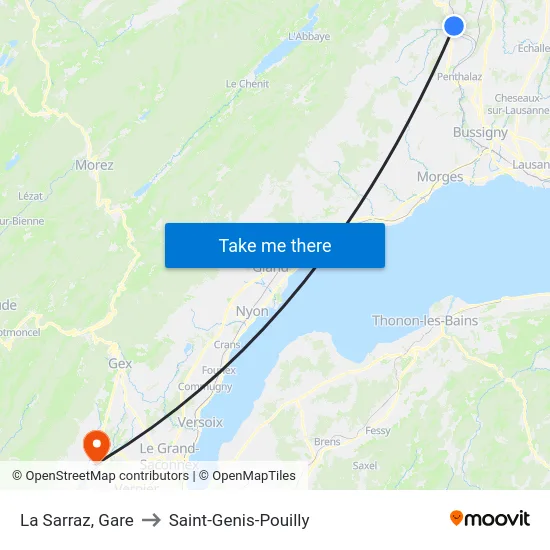 La Sarraz, Gare to Saint-Genis-Pouilly map