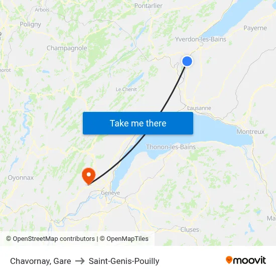 Chavornay, Gare to Saint-Genis-Pouilly map
