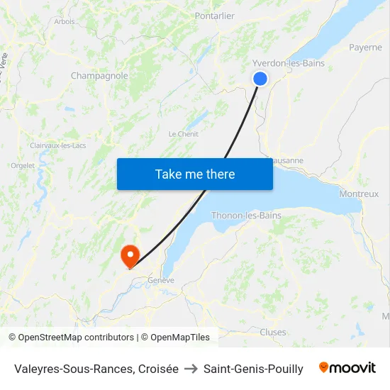 Valeyres-Sous-Rances, Croisée to Saint-Genis-Pouilly map