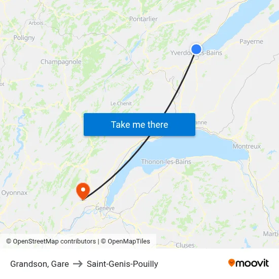 Grandson, Gare to Saint-Genis-Pouilly map