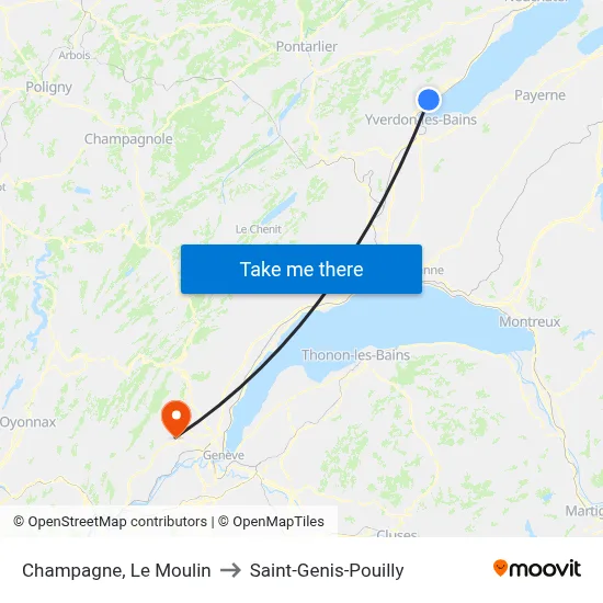 Champagne, Le Moulin to Saint-Genis-Pouilly map