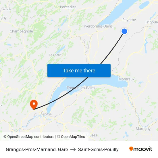 Granges-Près-Marnand, Gare to Saint-Genis-Pouilly map