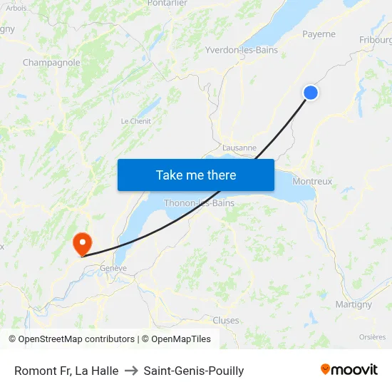 Romont Fr, La Halle to Saint-Genis-Pouilly map