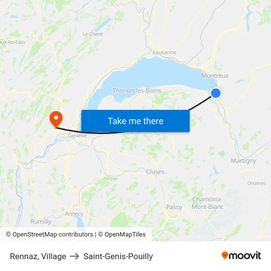 Rennaz, Village to Saint-Genis-Pouilly map