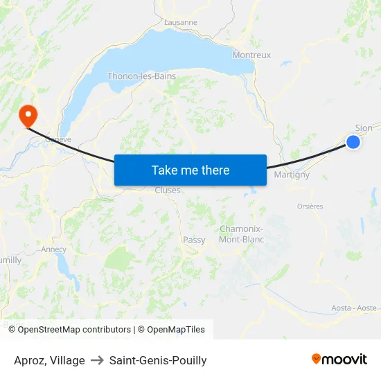 Aproz, Village to Saint-Genis-Pouilly map