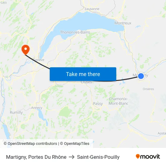 Martigny, Portes Du Rhône to Saint-Genis-Pouilly map