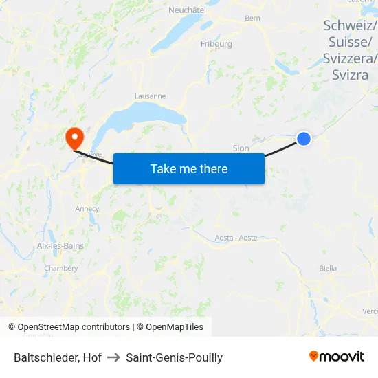 Baltschieder, Hof to Saint-Genis-Pouilly map