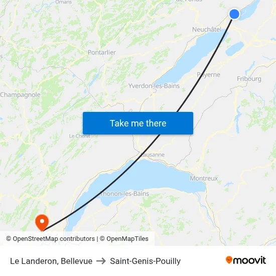 Le Landeron, Bellevue to Saint-Genis-Pouilly map