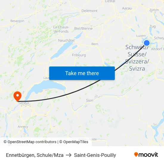 Ennetbürgen, Schule/Mza to Saint-Genis-Pouilly map