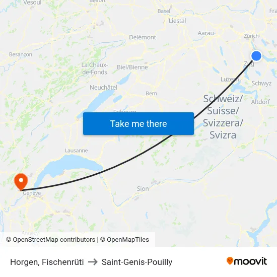 Horgen, Fischenrüti to Saint-Genis-Pouilly map