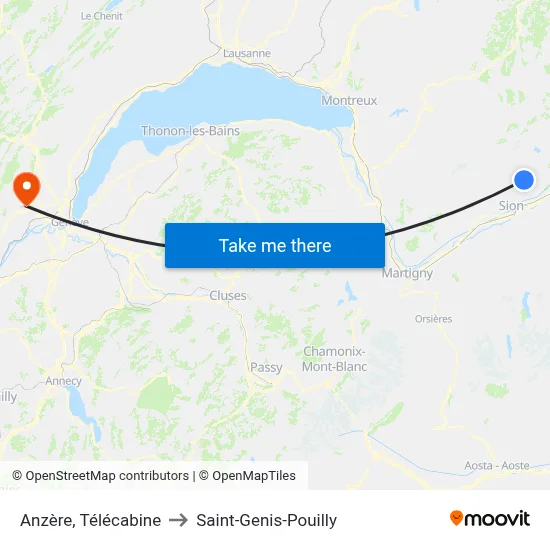 Anzère, Télécabine to Saint-Genis-Pouilly map