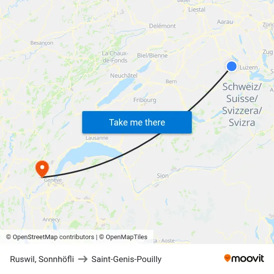 Ruswil, Sonnhöfli to Saint-Genis-Pouilly map