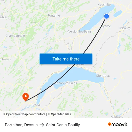 Portalban, Dessus to Saint-Genis-Pouilly map