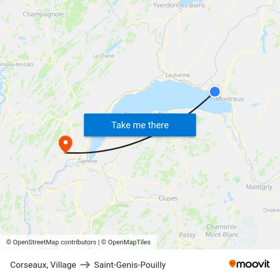 Corseaux, Village to Saint-Genis-Pouilly map