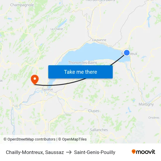 Chailly-Montreux, Saussaz to Saint-Genis-Pouilly map