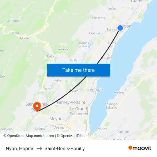 Nyon, Hôpital to Saint-Genis-Pouilly map