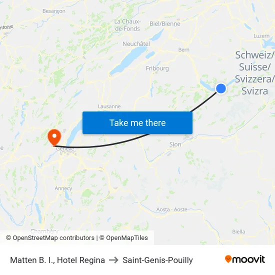 Matten B. I., Hotel Regina to Saint-Genis-Pouilly map