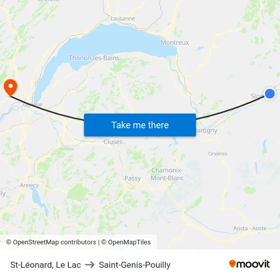 St-Léonard, Le Lac to Saint-Genis-Pouilly map