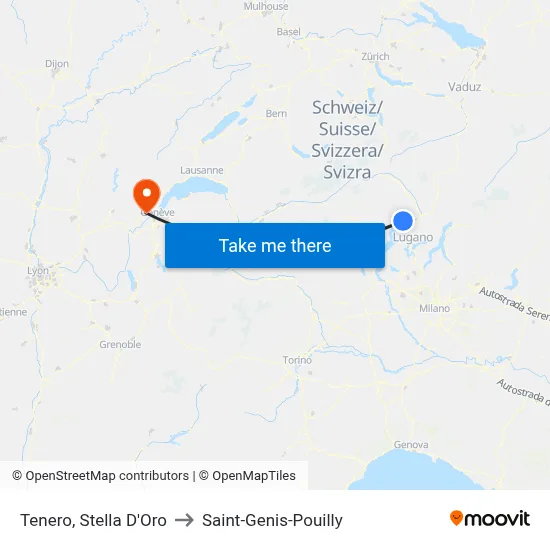 Tenero, Stella D'Oro to Saint-Genis-Pouilly map