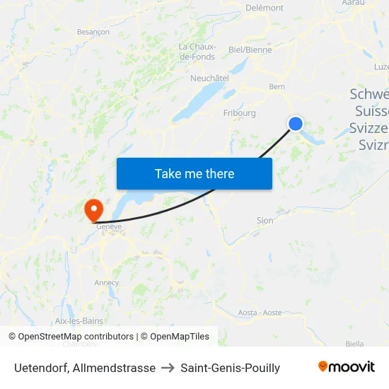Uetendorf, Allmendstrasse to Saint-Genis-Pouilly map