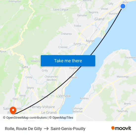 Rolle, Route De Gilly to Saint-Genis-Pouilly map