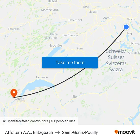 Affoltern A.A., Blitzgbach to Saint-Genis-Pouilly map