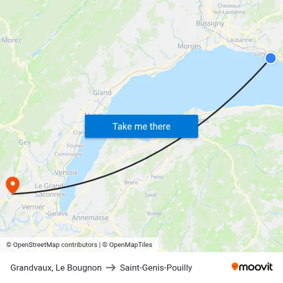 Grandvaux, Le Bougnon to Saint-Genis-Pouilly map