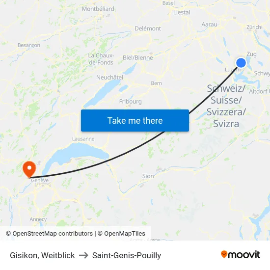 Gisikon, Weitblick to Saint-Genis-Pouilly map