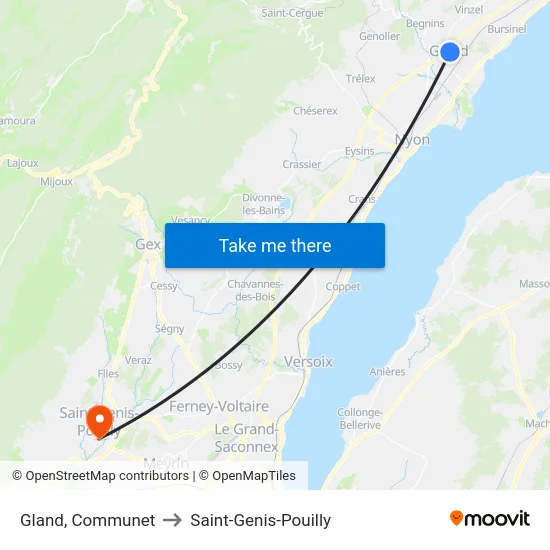 Gland, Communet to Saint-Genis-Pouilly map