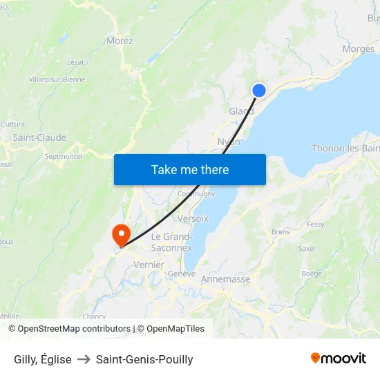 Gilly, Église to Saint-Genis-Pouilly map