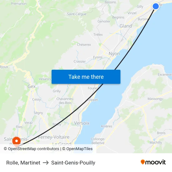 Rolle, Martinet to Saint-Genis-Pouilly map