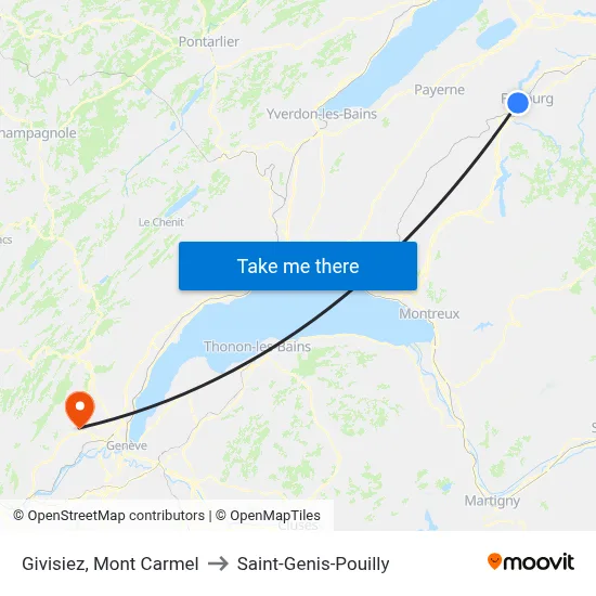 Givisiez, Mont Carmel to Saint-Genis-Pouilly map