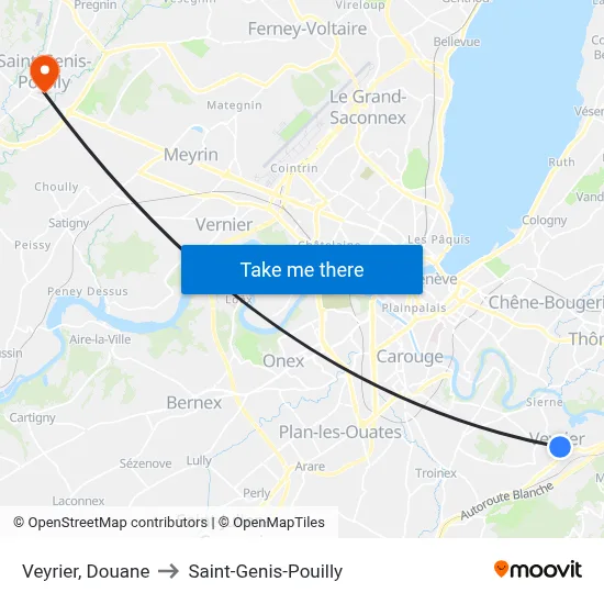 Veyrier, Douane to Saint-Genis-Pouilly map