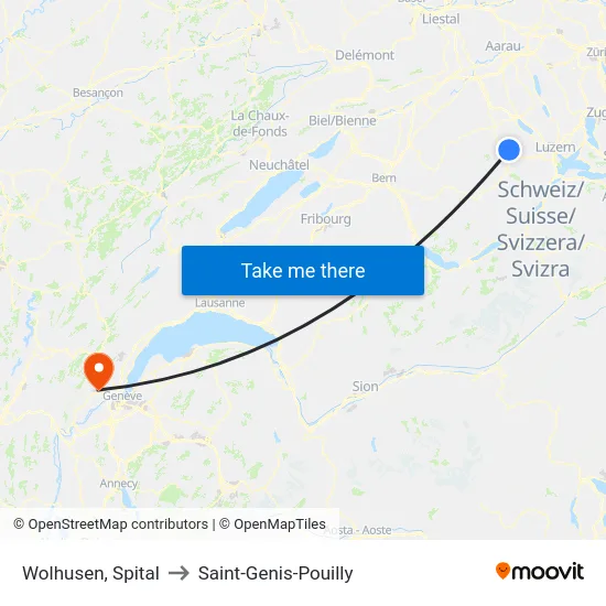 Wolhusen, Spital to Saint-Genis-Pouilly map