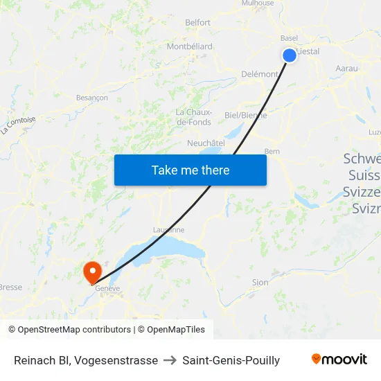 Reinach Bl, Vogesenstrasse to Saint-Genis-Pouilly map