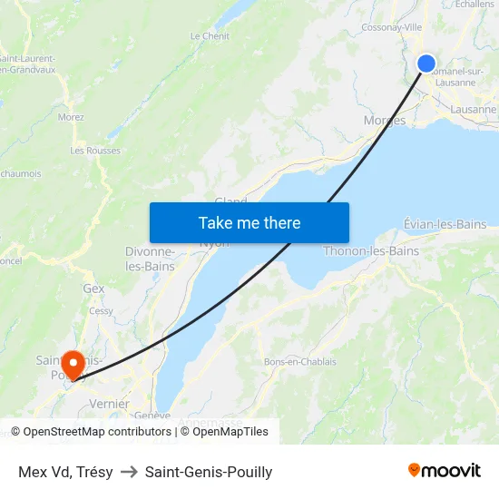 Mex Vd, Trésy to Saint-Genis-Pouilly map