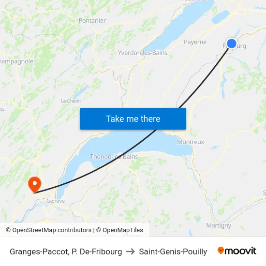 Granges-Paccot, P. De-Fribourg to Saint-Genis-Pouilly map