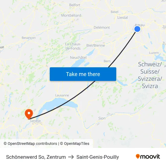 Schönenwerd So, Zentrum to Saint-Genis-Pouilly map