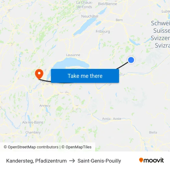 Kandersteg, Pfadizentrum to Saint-Genis-Pouilly map